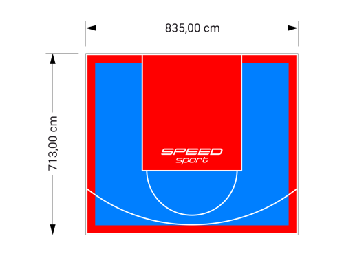 60M2/713X835CM BŁĘKITNO-CZERWONE BOISKO DO KOSZYKÓWKI SPEEDSPORT HEXA POWER PRO