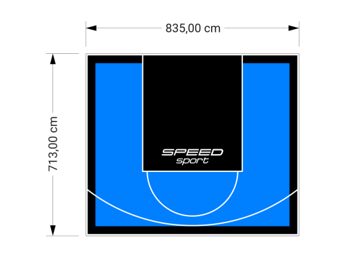 60M2/713X835CM BŁĘKITNO-CZARNE BOISKO DO KOSZYKÓWKI SPEEDSPORT HEXA POWER PRO