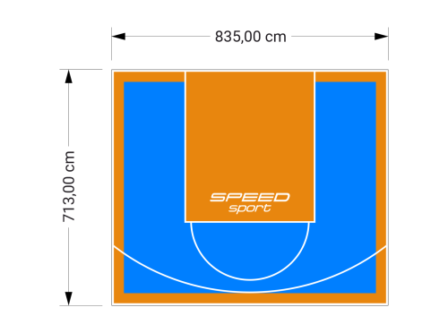 60M2/713X835CM BŁĘKITNO-POMARAŃCZOWE BOISKO DO KOSZYKÓWKI SPEEDSPORT HEXA POWER PRO