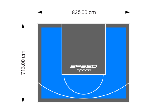 60M2/713X835CM BŁĘKITNO-GRAFITOWE BOISKO DO KOSZYKÓWKI SPEEDSPORT HEXA POWER PRO