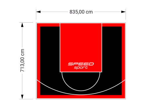 60M2/713X835CM CZARNO-CZERWONE BOISKO DO KOSZYKÓWKI SPEEDSPORT HEXA POWER PRO
