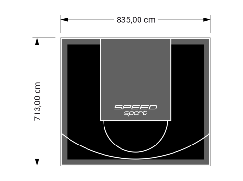 60M2/713X835CM CZARNO-GRAFITOWE BOISKO DO KOSZYKÓWKI SPEEDSPORT HEXA POWER PRO