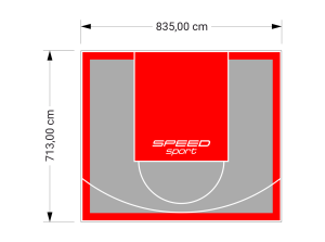 60M2/713X835CM SZARO-CZERWONE BOISKO DO KOSZYKÓWKI SPEEDSPORT HEXA POWER PRO