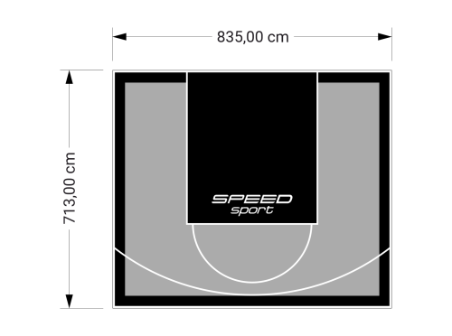 60M2/713X835CM SZARO-CZARNE BOISKO DO KOSZYKÓWKI SPEEDSPORT HEXA POWER PRO
