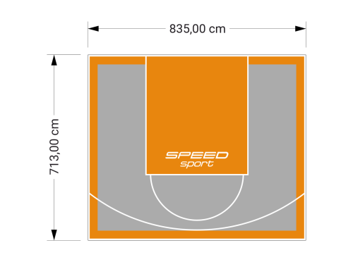 60M2/713X835CM SZARO-POMARAŃCZOWE BOISKO DO KOSZYKÓWKI SPEEDSPORT HEXA POWER PRO