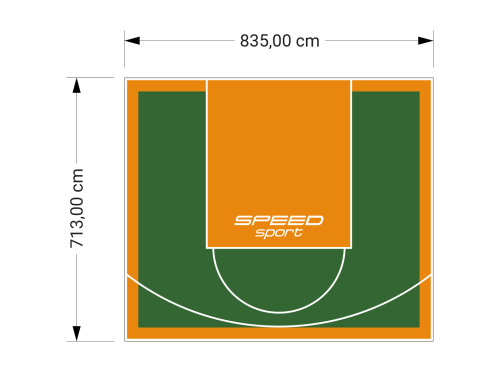 60M2/713X835CM ZIELONO-POMARAŃCZOWE BOISKO DO KOSZYKÓWKI SPEEDSPORT HEXA POWER PRO