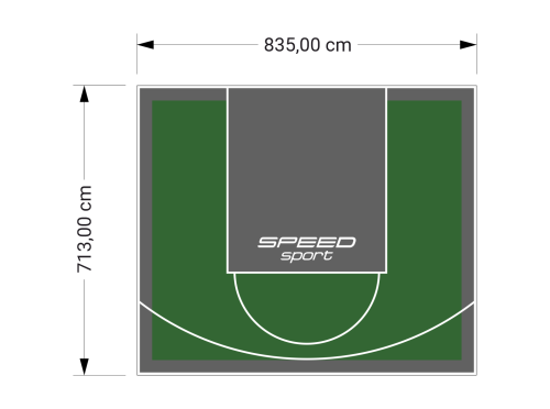 60M2/713X835CM ZIELONO-GRAFITOWE BOISKO DO KOSZYKÓWKI SPEEDSPORT HEXA POWER PRO