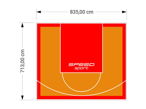60M2/713X835CM POMARAŃCZOWO-CZERWONE BOISKO DO KOSZYKÓWKI SPEEDSPORT HEXA POWER PRO
