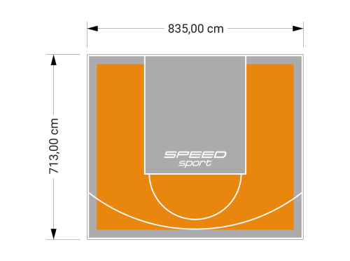 60M2/713X835CM POMARAŃCZOWO-SZARE BOISKO DO KOSZYKÓWKI SPEEDSPORT HEXA POWER PRO