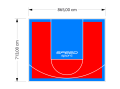 62M2/713X865CM CZERWONO-BŁĘKITNE BOISKO DO KOSZYKÓWKI SPEEDSPORT HEXA POWER PRO