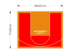 62M2/713X865CM CZERWONO-POMARAŃCZOWE BOISKO DO KOSZYKÓWKI SPEEDSPORT HEXA POWER PRO