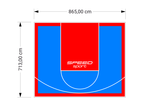 62M2/713X865CM BŁĘKITNO-CZERWONE BOISKO DO KOSZYKÓWKI SPEEDSPORT HEXA POWER PRO
