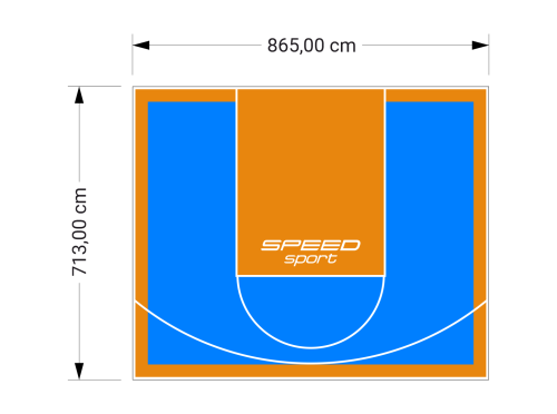 62M2/713X865CM BŁĘKITNO-POMARAŃCZOWE BOISKO DO KOSZYKÓWKI SPEEDSPORT HEXA POWER PRO