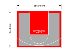 62M2/713X865CM SZARO-CZERWONE BOISKO DO KOSZYKÓWKI SPEEDSPORT HEXA POWER PRO