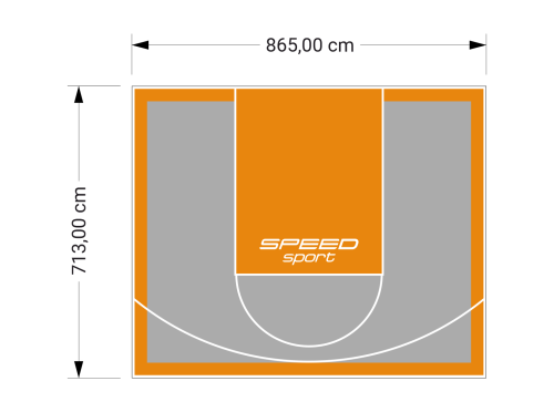 62M2/713X865CM SZARO-POMARAŃCZOWE BOISKO DO KOSZYKÓWKI SPEEDSPORT HEXA POWER PRO