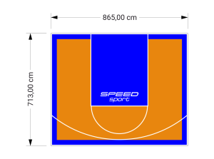 62M2/713X865CM POMARAŃCZOWO-NIEBIESKIE BOISKO DO KOSZYKÓWKI SPEEDSPORT HEXA POWER PRO