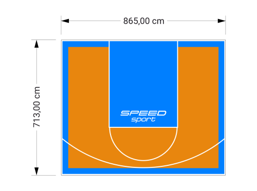 62M2/713X865CM POMARAŃCZOWO-BŁĘKITNE BOISKO DO KOSZYKÓWKI SPEEDSPORT HEXA POWER PRO
