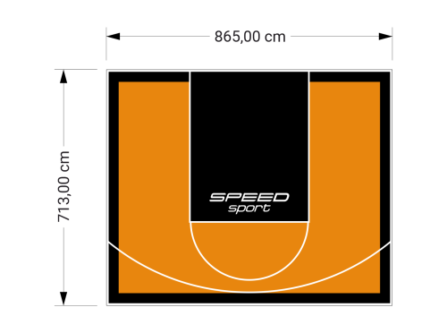 62M2/713X865CM POMARAŃCZOWO-CZARNE BOISKO DO KOSZYKÓWKI SPEEDSPORT HEXA POWER PRO
