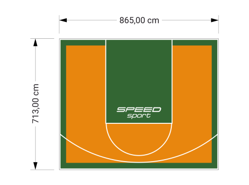 62M2/713X865CM POMARAŃCZOWO-ZIELONE BOISKO DO KOSZYKÓWKI SPEEDSPORT HEXA POWER PRO
