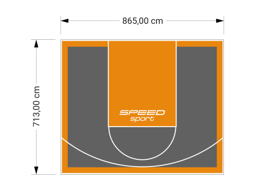 62M2/713X865CM GRAFITOWO-POMARAŃCZOWE BOISKO DO KOSZYKÓWKI SPEEDSPORT HEXA POWER PRO