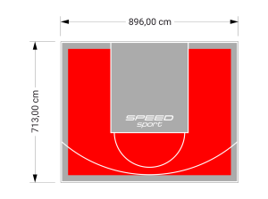 64M2/713X896CM CZERWONO-SZARE BOISKO DO KOSZYKÓWKI SPEEDSPORT HEXA POWER PRO
