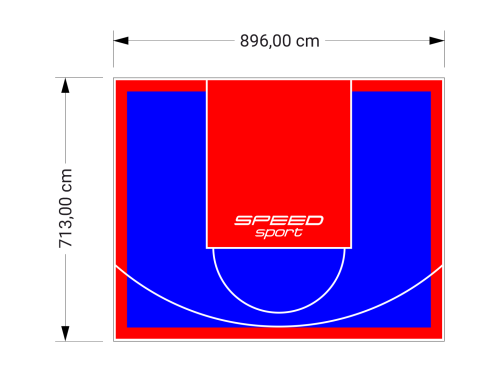 64M2/713X896CM NIEBIESKO-CZERWONE BOISKO DO KOSZYKÓWKI SPEEDSPORT HEXA POWER PRO