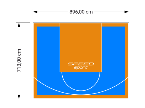 64M2/713X896CM BŁĘKITNO-POMARAŃCZOWE BOISKO DO KOSZYKÓWKI SPEEDSPORT HEXA POWER PRO